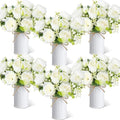 6 Sets Artificial Peonies Flower Peony Bouquet with Galvanized Metal Pot Silk Fake Peonies Faux Flower Arrangements for Wedding Table Centerpiece Party Home Room (White) by Solsew