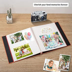 Large Photo Album Self Adhesive 4x6 8x10 10x12 13"x12.8" Magnetic Scrapbook Album 12.6"x11" Inch 60 Sticky Pages Linen Cover DIY Photo Album with A Metallic Pen and DIY Stickers(Orange) - Image 2