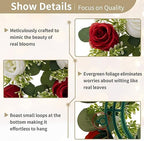 NUPTIO Flower Wedding Centerpieces for Tables - 10 Pcs 14 inch Diam Large Crimson & White Artificial Flowers Fake Roses Candle Rings Wreaths Spring Summer Wreath for Front Door Weddings Party Decor - Image 5