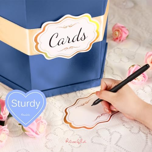 ROSEGLD Navy Blue Card Box, Card Receiving Box with Ribbon 14x12x12 Inches - Image 3