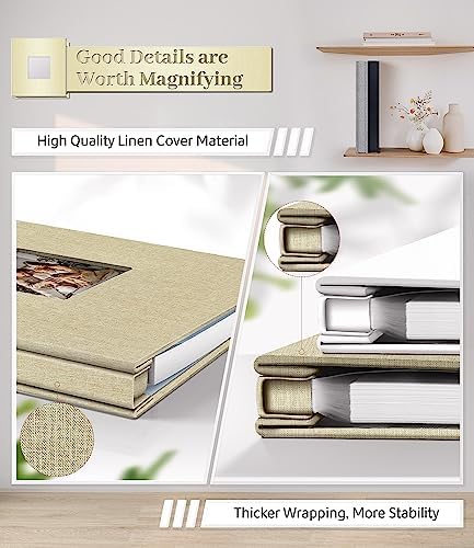 Artfeel Photo Album Self Adhesive Scrapbook Album for 3x5 4x6 5x7 8x10 Pictures,40 Pages Linen Cover with Display Window DIY Photo Book,Ideal Gifts for Family Travel Wedding Baby - Image 5