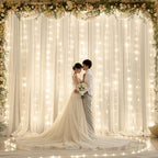20ft x 10ft Ivory Chiffon Backdrop Curtain with Lights for Parties 4 Panels - Image 6