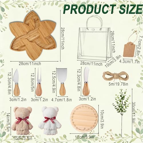 37Pcs Baby Shower Prizes for Game Winners Lotus Cheese Board Fork Butter Spreaders straight knife spatula Coasters Towel Artificial Eucalyptus Stems Cards and Gift Bags for Guests Bridal Birthday,3Set - Image 3
