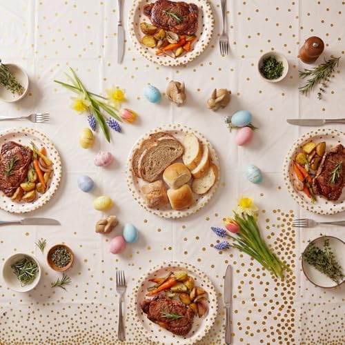hapray Gold Plates, 201 Pcs Disposable Dinnerware Set for 50 Guests - Image 3