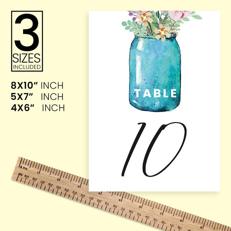 Mason Jar Design Table Number Cards Double Sided Party Table Numbers for Reception Baby Shower Anniversary Birthday Bridal Party 4x6 100 Pcs - Image 4