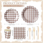 Yaomiao 168 Pcs Gingham Party Supplies Gingham Plates and Napkins Serves 24 - Image 2