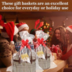 8 Set Baskets for Gifts Large Empty Woven Bamboo Gift Basket Bulk Kit with Handles and Clear Cellophane Wrap, for Baby Shower, Birthday Party, and Wrapping Gift Bags and Cards Supplies - Image 6