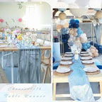 12 Pcs Dusty Blue Cheesecloth Table Runner 10FT Runner for Tables 35 x 120 Inches Long Gauze Boho Fabric Table Runner Decoration Rustic Sheer Runner for Wedding Birthday Baby Shower Party (Dusty Blue) - Image 5