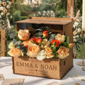 OurWarm Personalized Wedding Card Box with Names & Date Laser-Cut Engraving by OurWarm