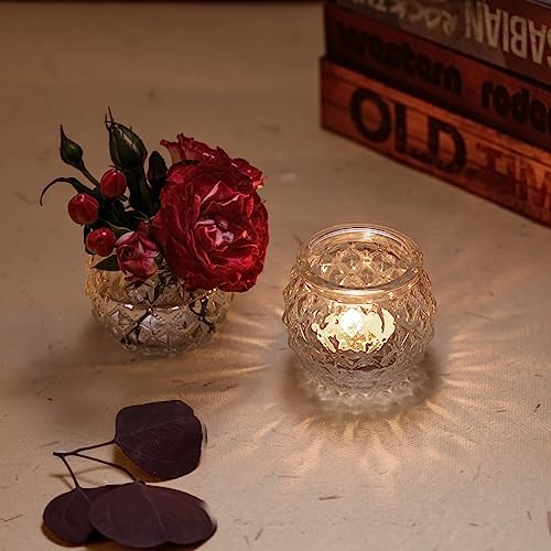 DARJEN Clear Votive Candle Holders Set of 24- Round Glass Candle Holders Bulk for Tea Light Candle, Diamond Texture Candle Votives for Wedding Centerpiece, Living Room & Home Table Decor (Pack of 3) - Image 4