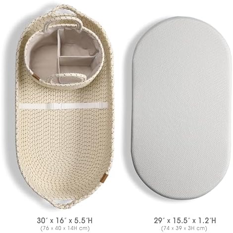 Baby Changing Basket Includes Diaper Caddy - Soft & Waterproof Dual-Cover, Portable, Changing Pad for Dresser & Changing Table, Gift for Baby Shower, Organic Cotton Rope - Image 2
