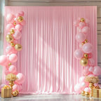 10x10ft Pink Backdrop Curtains for Wedding Parties Wrinkle Free Pink Curtains Photo Backdrop Drapes for Photography Birthday Baby Shower Soft Fabric Party Backgournd for Photoshoot 5x10ft, 2 Panels by Partisky