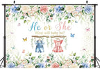 He or She Gender Reveal Background 10 x 8 ft Watercolor Flower Backdrop Large Boy or Girl Banner Newborn Baby Shower Baptism Kids Birthday Photography Props Decoration Polyester - Image 7