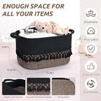 2 Pack Storage Basket for Shelves, Boho Cotton Rope Storage Bins with Heavy Tassel, Shelf Baskets Large Woven Baskets for Organizing, Cube Organizer Bins, Baby Laundry Basket for Clothes, Toys, Pets - Image 3