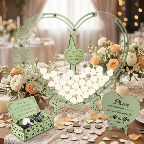 Rustic Wedding Guest Book Alternative, Drop Top Frame Hearts, Anniversary - Image 2