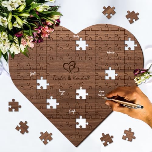 Personalized Tree of Life Wedding Guest Book Alternative Custom Wedding Guest Book Love Tree Puzzle Rustic Wedding Decorations for Party Engagement Reception Anniversary - Image 2