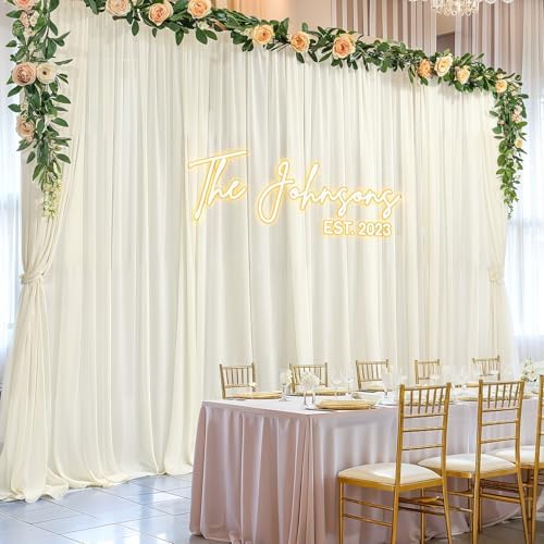 10ft x 10ft Ivory Backdrop Curtain Drapes, Wrinkle-Free Sheer Chiffon Fabric Photo Background Panels for Wedding Arch Party Ceremony Stage Photography Decorations - Image 3