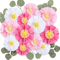 Lincia 80 Pcs Giant Tissue Paper Flowers with Artificial Eucalyptus Leaves, Large Paper Flower Decoration for Wall Tea Party Supplies Baby Shower Birthday Nursery Room Wedding(Cute Color,24''/12'') by Lincia
