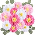 Lincia 80 Pcs Giant Tissue Paper Flowers with Artificial Eucalyptus Leaves, Large Paper Flower Decoration for Wall Tea Party Supplies Baby Shower Birthday Nursery Room Wedding(Cute Color,24''/12'') by Lincia