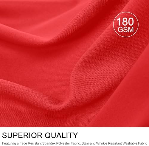 Spandex Tablecloth 8FT Rectangle Table Cover 4 Pack Red Wrinkle-Free - Image 4
