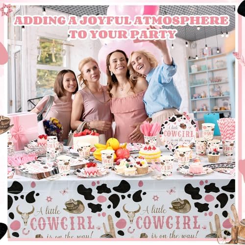 Funnymoom 452 Pcs Pink Cowgirl Baby Shower Party Supplies for 50 Guests - Image 4