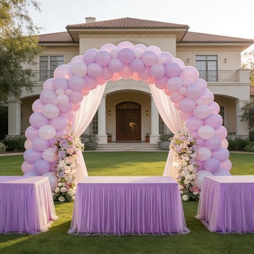 1-Pack Light Purple 2-in-1 Tulle Tablecloth for 8-Foot Rectangular Table - Image 6