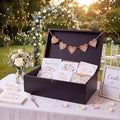 Geelin Wooden Wedding Card Box with Letter Flag Rustic,Black by Geelin