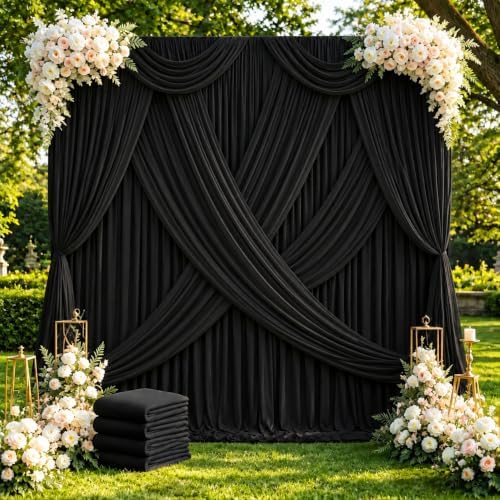 4-Panel Black Backdrop Curtain 5ft x 10ft by Linhedai
