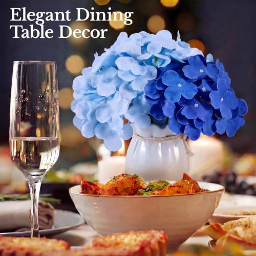 65PCS Hydrangea Artificial Flowers with Stronger Bendable Stems, Premium Silk Faux Hydrangea Flowers Bulk for DIY Wedding, Arches, Baby Showers & Event Decor(Blue Mix) - Image 2
