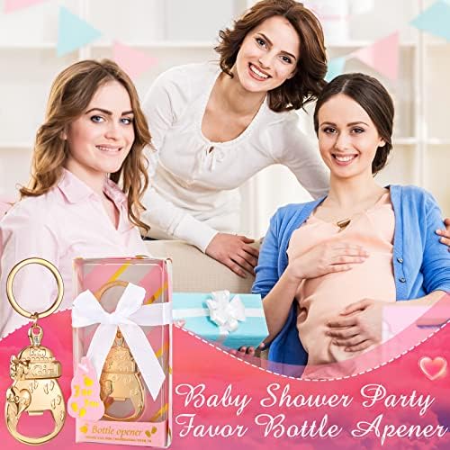 Sieral 24 Pcs Baby Shower Bottle Opener Party Favor for Guest Gold Keychain Gifts Decorations Souvenirs for Girls Boys Baby Birthday Gender Wedding Reveal Bridal Party Decor (Girl) - Image 3
