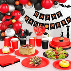 Red and Black Plates and Napkins Party Supplies, Include 9’’ Disposable Paper Plate, 7’’ Dessert Plates and Cups and Napkins Forks Set for Halloween, Christmas, Retirement, Birthday, Serves 50 - Image 7