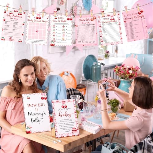 Funnymoom 426 Pcs Cherry Baby Shower Games for Girl, 8 Activity Pack - Image 6