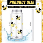 SiliFine 24 Pack Bee Party Favors Bee Cups with Lids and Straws 13.5oz - Image 2