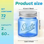 Tessco for you Mini Mason Jar Shot Glasses with Lids 2 oz Dishwasher Safe Mason Canning Jars for Bachelorette Wedding Party Favors Bar Drinks Home Desserts Honey Jam Candy(Fresh Color,72 Pcs) - Image 2