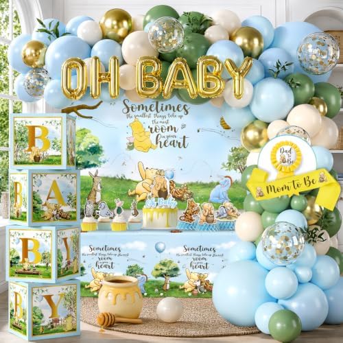 blue bear baby shower decorations by Unknown
