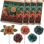 100 Pcs Artificial Foam Rose Flower Faux Bouquet Wedding Fake Rose Gift for Mother's Day Women DIY Bridal Shower Party Table Birthday Home Spring Decor (Shades of 1970s) by Luinabio