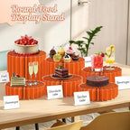 6Pcs Buffet Risers, Food Risers for Table, Foldable Cake Display Stands, Tall Cardboard Cupcakes Stand for Show Catering Desserts Jewelry Wedding Birthday Party Decoration (Orange) - Image 5