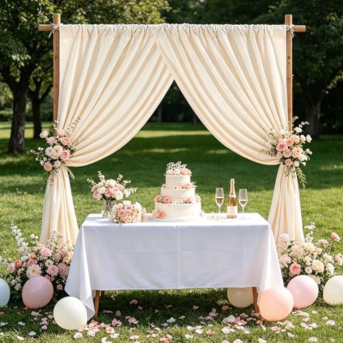 Beige Backdrop Curtains 10ftx10ft Wedding Polyester Photo Drapes - Image 5