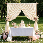 Beige Backdrop Curtains 30ftx10ft Wedding Polyester Photo Drapes - Image 5