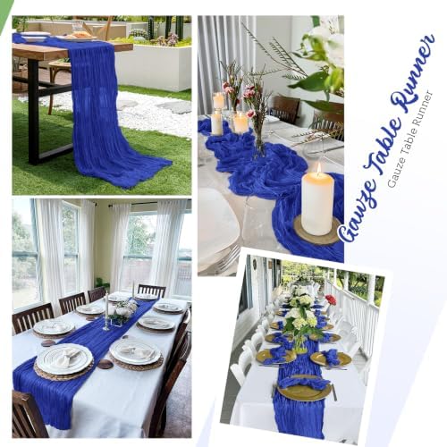 16 Pack Royal Blue Cheesecloth Table Runners 20x120 Inch Gauze Table Runner Cheese Cloth 10FT Blue Table Runner Rustic Sheer Runner for Wedding Birthday Party Baby Shower Table Decor - Image 2
