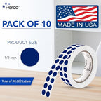 Perco Dark Blue Perforated Round Circle Dot Sticker 1/2-Inch Labels — 10 Rolls, 30,000 Stickers—Office, School for File Tabs, Inventory Coding & Organized Systems, Strong Adhesive—Made in USA - Image 2