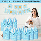 PerKoop 50 Pack Baby Shower Bags with Handle, Tissue Paper, Blue - Image 6