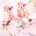 TaoBary 50 Pcs Wedding Favor Boxes with Flower Thanks Card Ribbon, Pink - Image 5