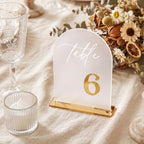 Frosted Arch Table Numbers 1-20 with Stands, Gold 3D Wedding Table Numbers - Image 6