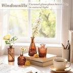 TBWIND 12-Piece Glass Bud Vase Set – Small Caramel Coffee Brown - Image 5