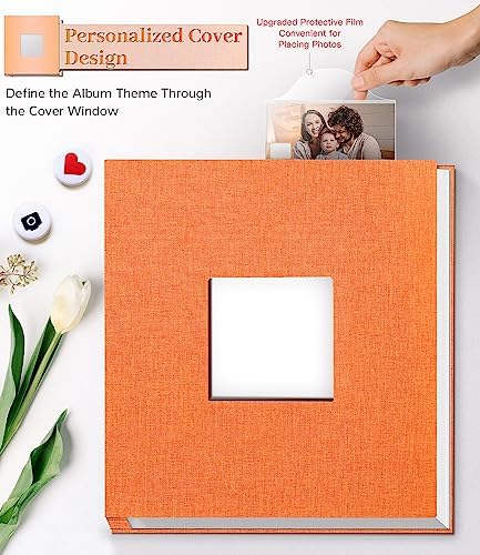 Artfeel Photo Album Self Adhesive Scrapbook Album for 3x5 4x6 5x7 8x10 Pictures,60 Pages Linen Cover with Display Window DIY Photo Book,Ideal Gifts for Family Travel Wedding Baby - Image 2