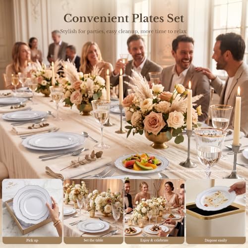 realluck 100Pcs Silver and Gold Plastic Plates - Image 6