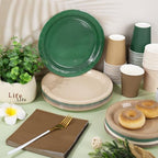 Whaline 244Pcs Woodland Tableware Set Serves 48 Sage Green Brown Disposable Dinnerware 48 9" Plates 48 7" Plate 48 9oz Cups 100 Napkins for Baby Shower Forest Party Supplies - Image 4