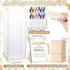 80 Wedding Guest Book Alternative tumbling tower Wooden Block, Leaves - Image 3