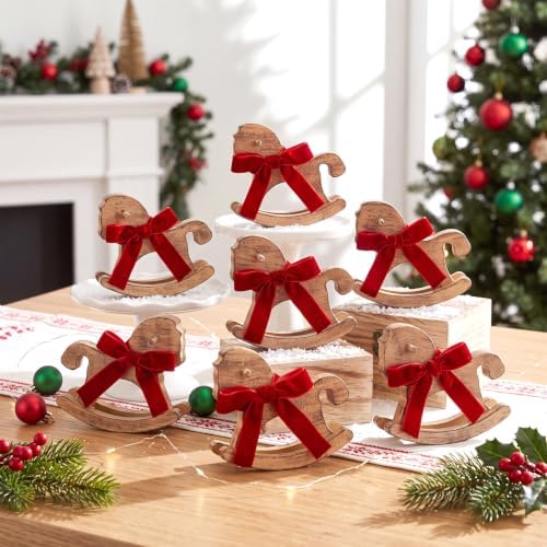 Mifoci 6 Pack Wooden Rocking Horse Baby Shower Decor,Burgundy by Mifoci